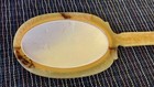 Antique Vintage Celluloid Bakelite Marbled Amber Color Beveled Glass Hand Mirror — photo 5