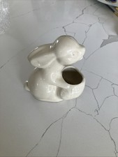 jardinera vintage de conejo de Pascua de cerámica blanca,