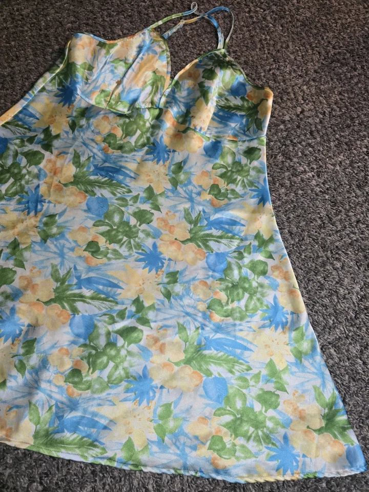 Винтажный размер средний скольжения платье ночное платье шелковистый тропический секрет сокровища - Изображение 3 из 4