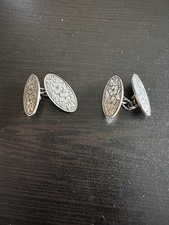 Men’s D&C Silver Hallmarked Cufflinks Scroll Pattern Chain Links 5.98g