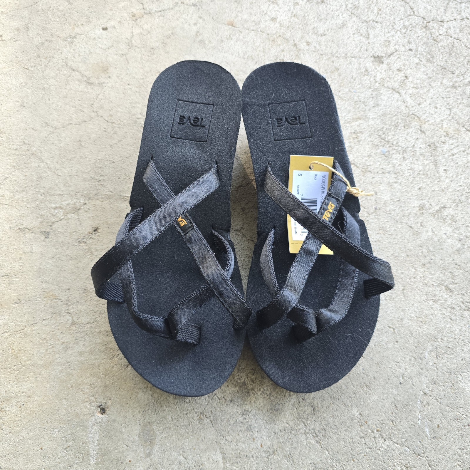 New Teva Mush Mandalyn Wedge BLk Black Women’s Sandal Size 5 Nwt