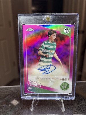 Arne Engels 2025-26 Topps Chrome UEFA Autograph Pink Refractor 098/250 Celtic
