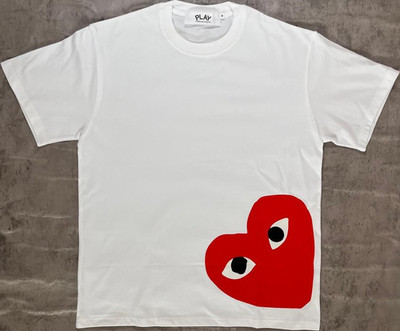 Comme des Garçons PLAY Herren T-Shirt M Weiß Kurzarm Rundhals Herz-Logo Print
