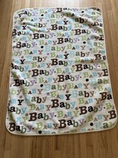 CIRCO Target Baby Blanket Lovey Letters Blue Green White Brown Plush Beige