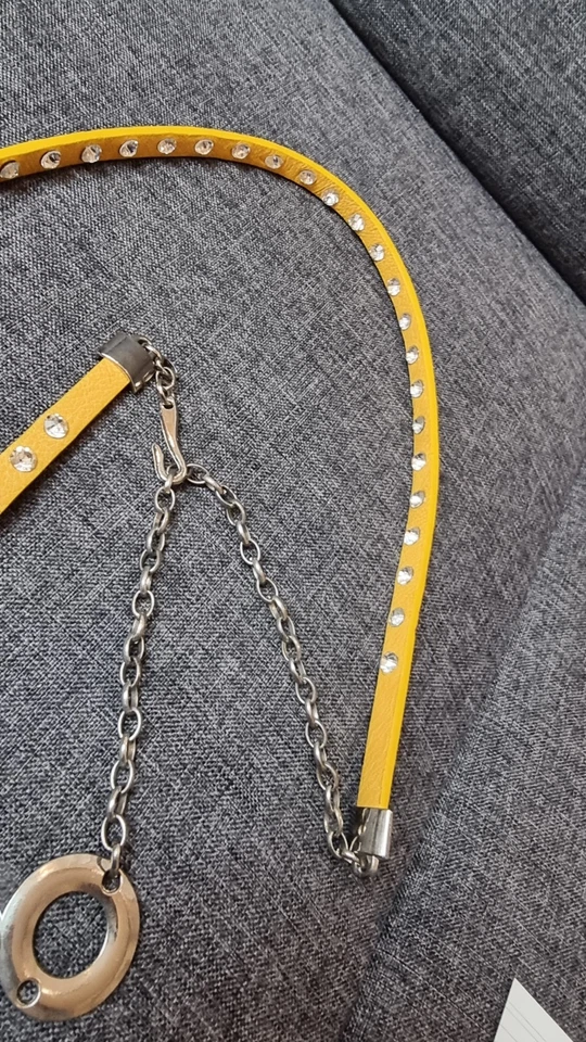KEZO Damen Gürtel Gelb Strasssteine Zirkonen Kette Neu 107cm Verstellbar  24/874 - Bild 3 von 4