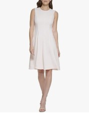 CALVIN KLEIN Womens Pink Fitted Flounce Skirt Sleeveless Dress Petites 12P