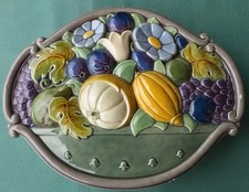 Gro&szlig;e alte Art Deco Kachelofen Ofenkachel Fliese Kachel Blumen Fr&uuml;chte original