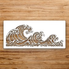 Wave Design Art Large Reusable Wall Stencil For Painting DIY Home Decor Template