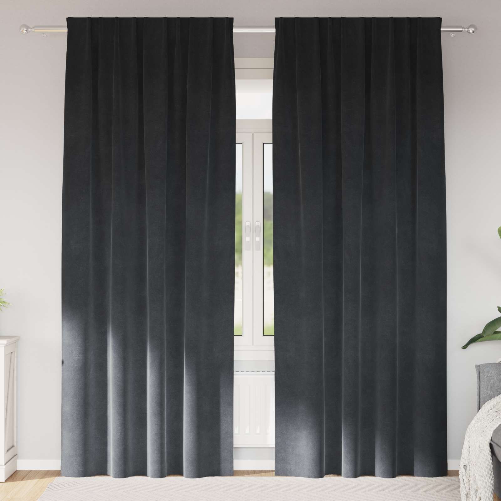 Set 2 Tende Velluto Grigio Chiaro 140x245 - Oscuranti Termiche Design