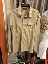 Vintage LEVI'S White Tab Beige/Tan Button Up Shirt Men's Large Tan Brown