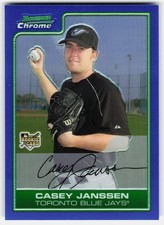 2006 Bowman Chrome Blue Refractors Casey Janssen Rookie #BDP26 Blue Jays RC /199