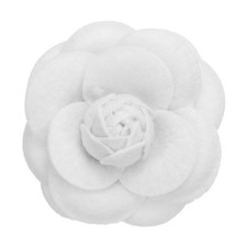 Vintage Camellia Flower Brooches Fabric Pins Corsage for Women White