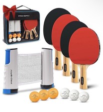 PRO-SPIN All-in-One Portable Ping Pong Paddle Set 4-Player | Table Tennis Set...