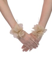 Tulle Short Gloves Floral Tea Party Gloves for Women Wedding Accessories