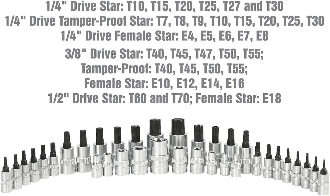 OEMTOOLS 23991 35 Piece Multi-Drive Star Socket Set, Torx 35 Piece, Multi 