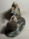 ANTIQUE Chinese Qing Famille Rose MUSSELS & HERON Porcelain Statue As-is — photo 3