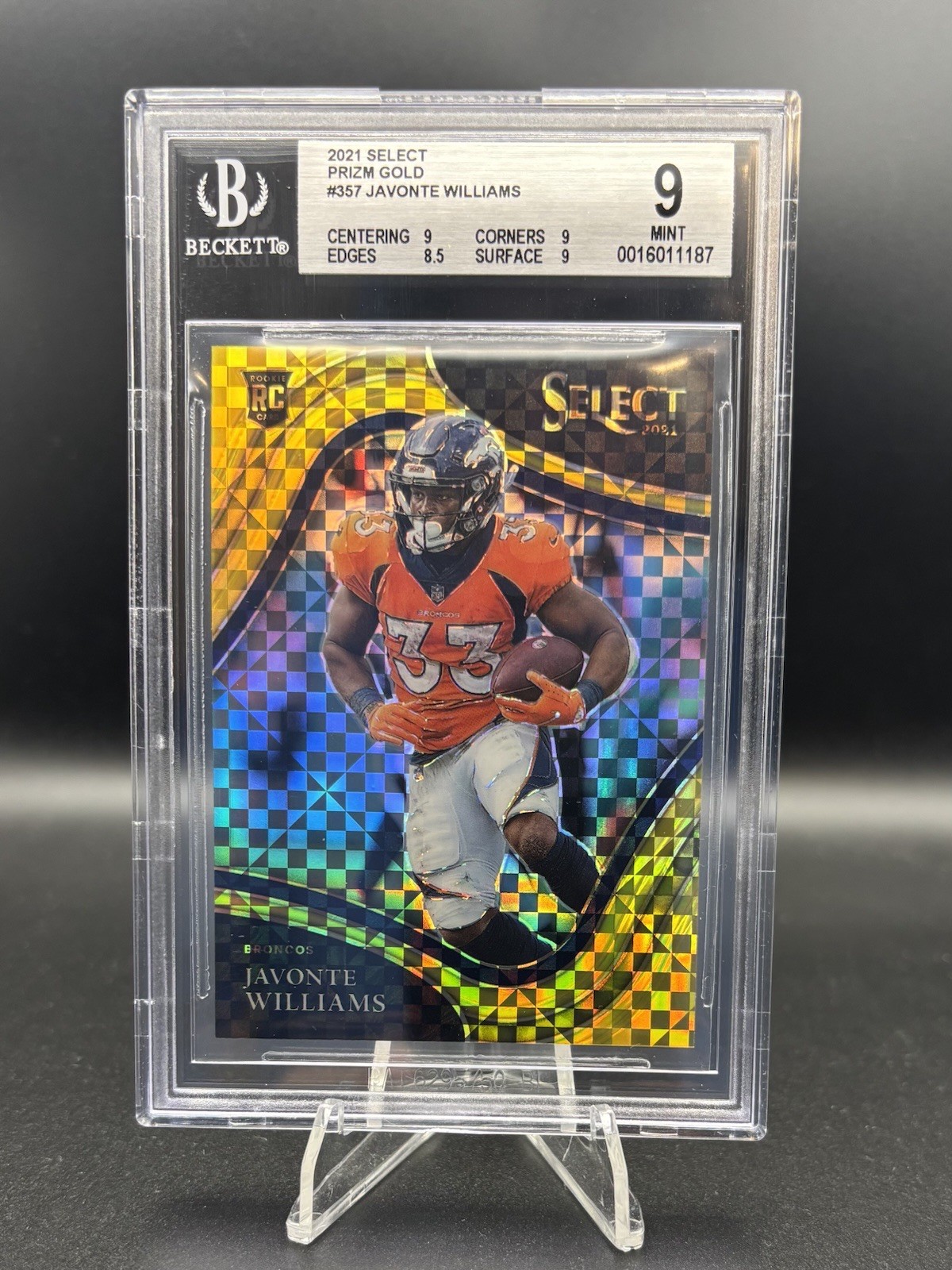 2021 JAVONTE WILLIAMS # /10 Panini Select GOLD Prizm Field Level Rookie Card