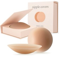 FREELASS Self-Adhesive Reusable Washable Invisible Nipple Covers Beige D 