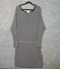 Michael Kors Maxi Dress Womens 1X Gray Black Striped Knit Long Sleeve Plus Size