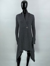 Zadig Voltaire Women's Gray Alpaca Wool Asymmetrical Ribbed Open Cardigan OS