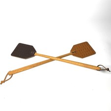 Leather Fly Swatter Oak Handle, Amish Made In USA