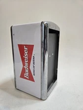 BUDWEISER, KING OF BEERS CHROME METAL NAPKIN HOLDER DISPENSER 