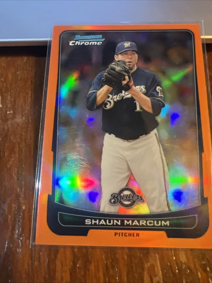 Shaun Marcum 2012 Bowman cromo naranja refractor #145 Milwaukee Brewers/25 Foto 3 de 4