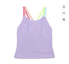 Wonder Nation Girls L 10-12 Plus Size Double Strap Tankini Swimsuit Top with UPF