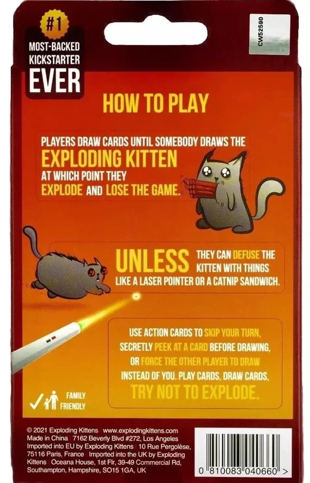 Exploding Kittens 2 Player Card Game 4 People Into Kittens & Explosions - Image 2 of 4