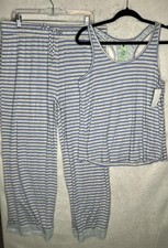 Honeydew Intimates Pajama Set Womens XL Blue Gray Stripe Lace Tank Pants