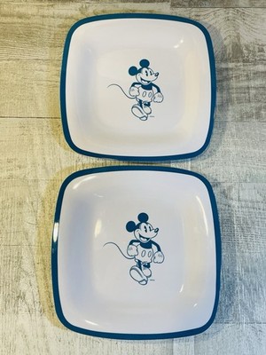 Zak! Designs Mickey Mouse Melamine Dinner Plates 10  Set of 2 White And Teal