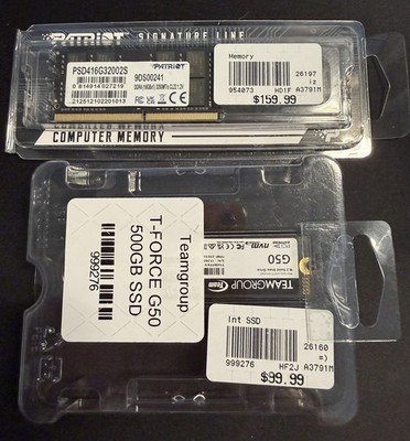 16GB SODIMM DDR4 (X1) & 500GB M.2 NVME SSD (X1) X1 ONE STICK EACH BRAND NEW