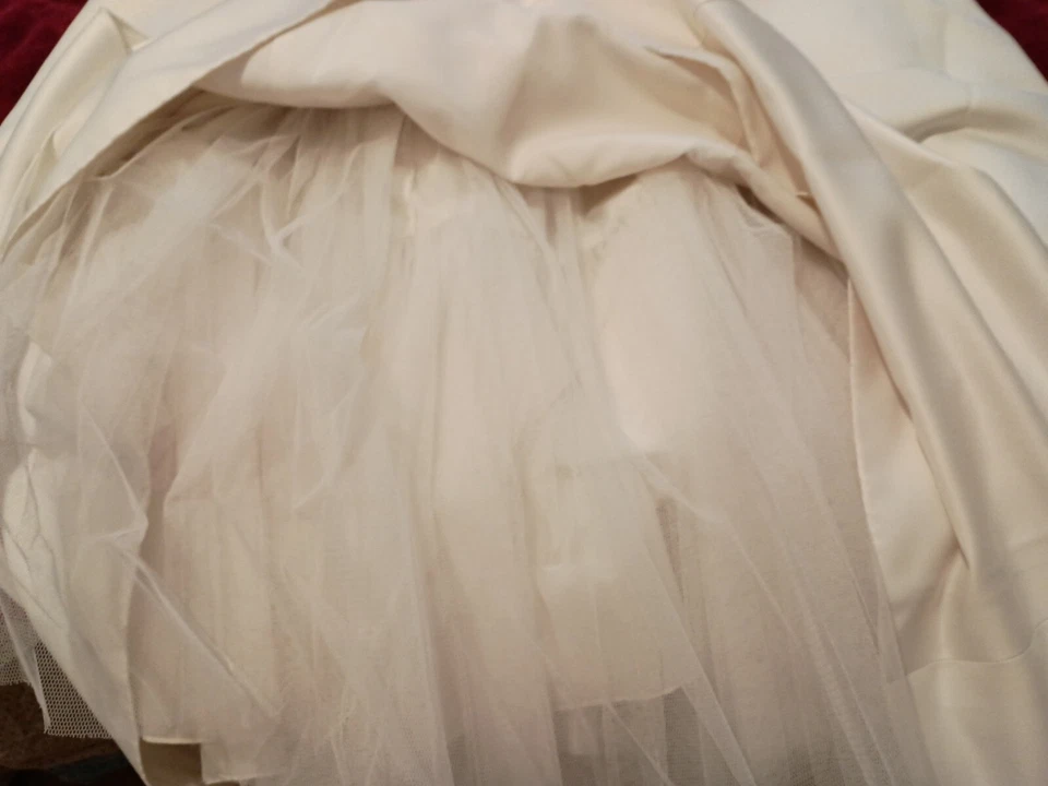 Vestido de novia formal talla 22 sin tirantes escote corazón acanalado novia de David Foto 4 de 4