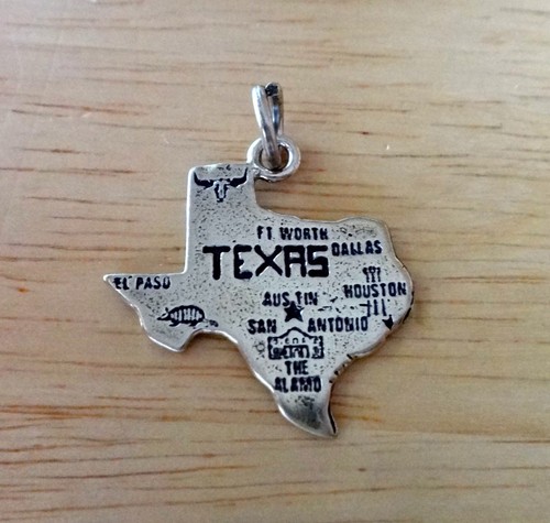 Dije de plata esterlina 23x23 mm mapa del estado de Texas Austin Houston Dallas... - Imagen 7 de 9