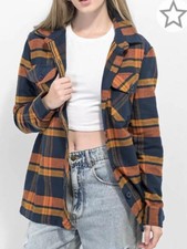 Empyre Jayden Blue & Rust Plaid Flannel Shirt Women’s