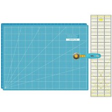 Zestaw mat tnących Semplix A2 turkusowa/żółta mata 60x45cm linijka przecinarka rolkowa zrób to sam
