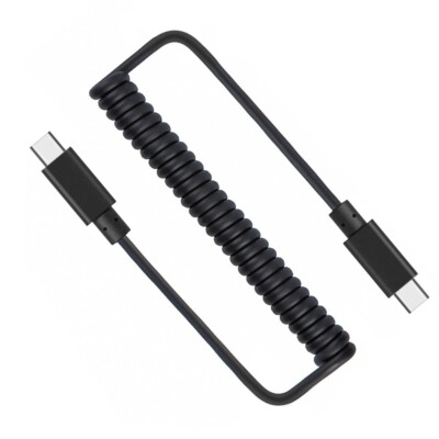 USB-C to TYPE-C Coiled Cable Fast Charger Cord Power Wire Sync for Smartphones