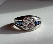 Men's 935 Silver Classic Ring With Simulated Round Cur White White Sapphire