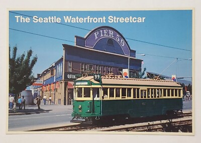 Postcard The Seattle Waterfront Electric Streetcar Pier 59 Washington State USA 