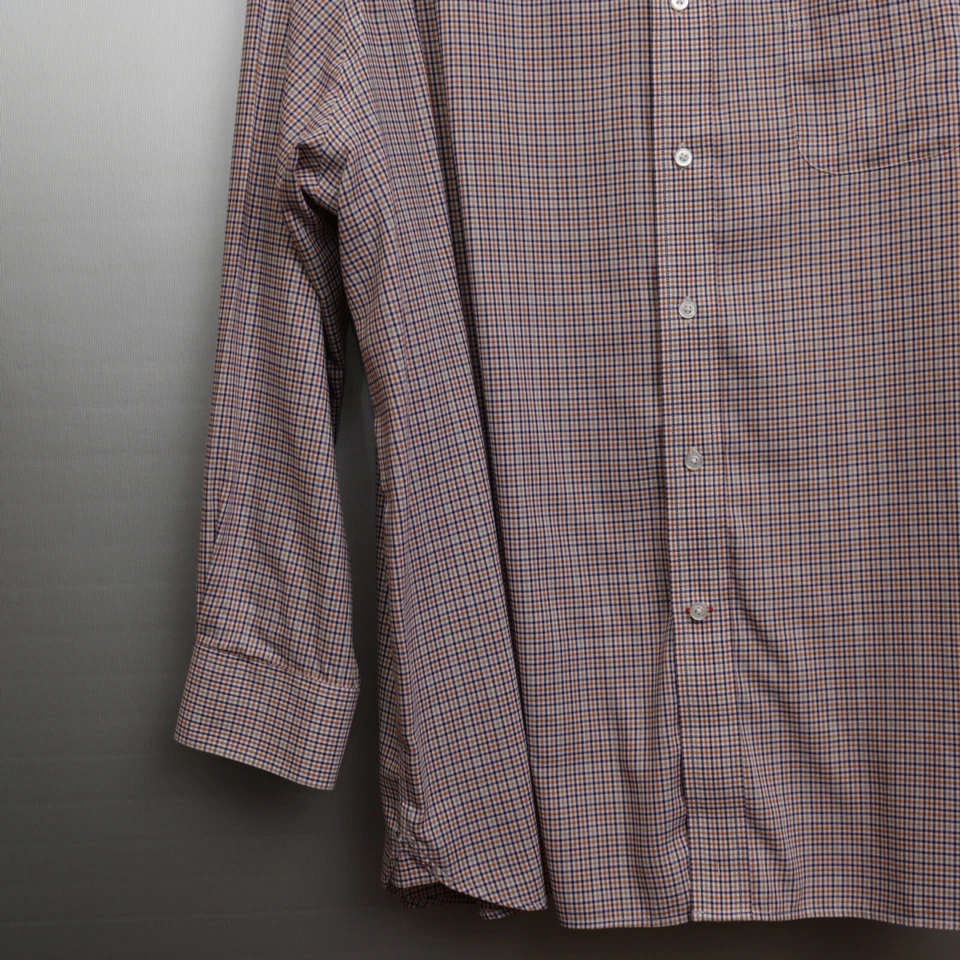 Camisa Daniel Cremieux Azul Púrpura Marrón Naranja Tattersall Sin Planchar Foto 4 de 4