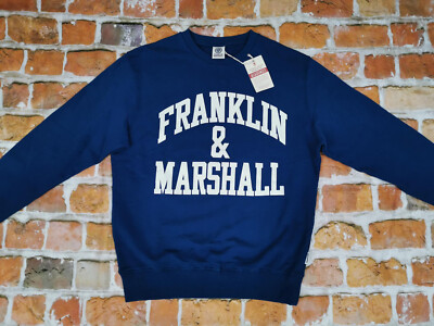New Franklin & Marshall Vintage Pullover Academics Petrol Blue Size L