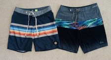 Lot Of 2 Boys QUIKSILVER 4-Way Stretch Recycled Black Board SHORTS -Size 28 14 
