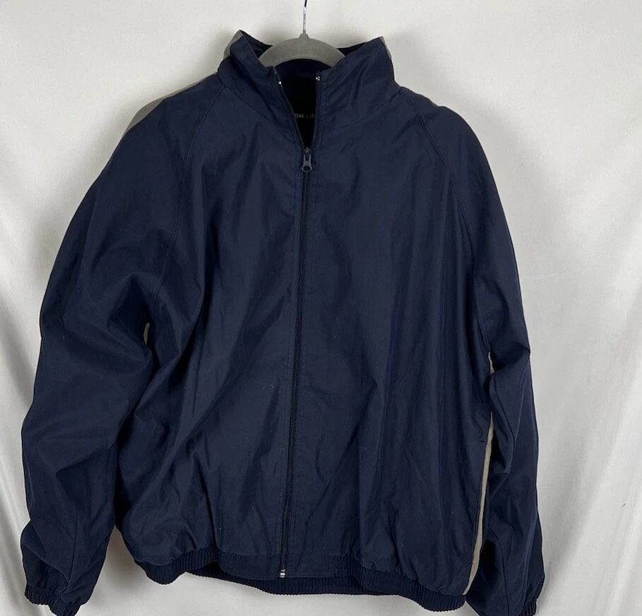 On Line Jacket Men’s Sz Large Two Tone Blue Windbreaker Lined Full Zip
