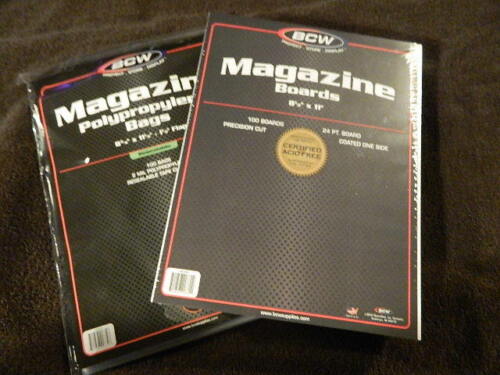 100 New BCW Magazine Resealable Bags And Boards - Acid Free - Archival Storage - 第 1/4 張圖片