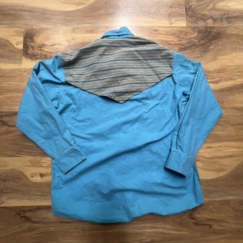 Camicia vintage anni '90 Roper Western a maniche lunghe abbottonate verde acqua ""Astratta"" uomo XL - Foto 7 di 9