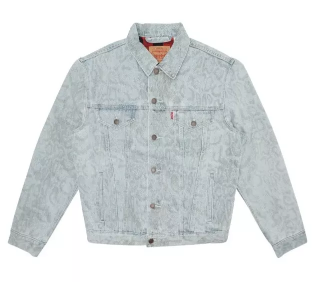 Veste camionneur Supreme Levi's peau de serpent bleu clair homme XL FW17 EUC RARE AF