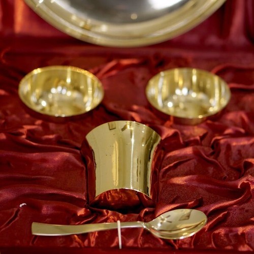 Kansa Set With Velvet Box In Matte Finish - Picture 3 of 12