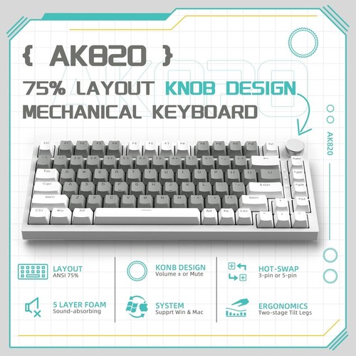 Attack Shark AK820 TKL 75% Wired RGB Mechanical Gaming Keyboard with Knob - Picture 47 of 51