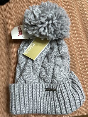 Michael Kors Light Gray Pom Pom Beanie Ribbed Knit Women\'s Hat NWT NWT Michael Kors Women main image 3