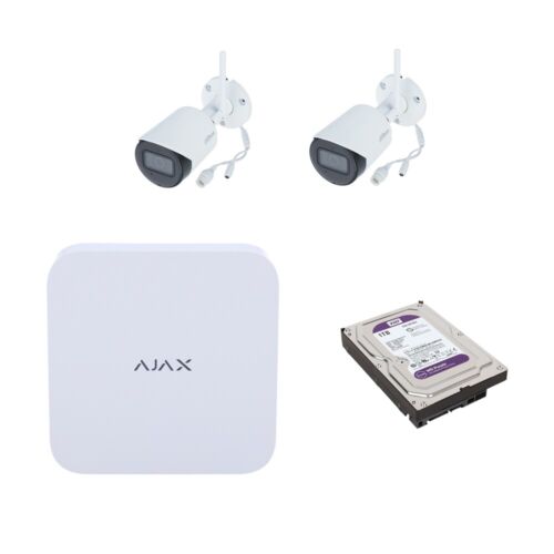 Ajax Kit NVR 8 canali bianco + 2 telecamere IP Wifi 4MP 2.8 mm + Hard disk 1Tb - - Foto 1 di 8